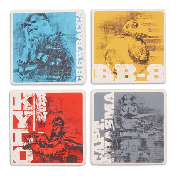 New Hallmark Star Wars: the Force Awakens Character Ceramic Coaster Set of 4