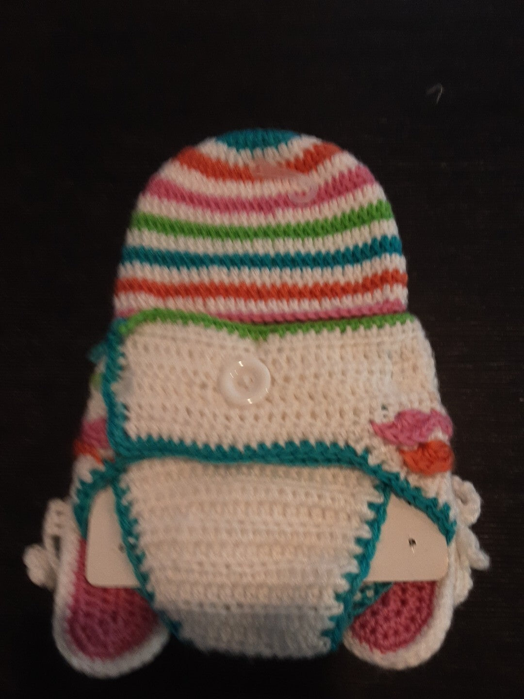 New So' Dorable Hand Crocheted Set Floral Newborn photo prop 0-6 mths