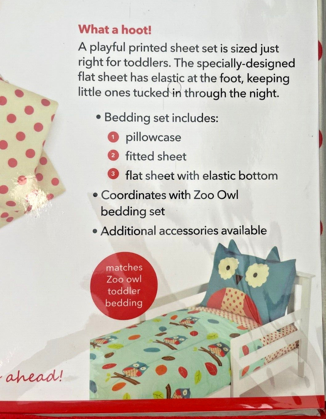 Skip Hop 3 Piece Ivory and Red Polka Dot Toddler Bedding Sheet Set