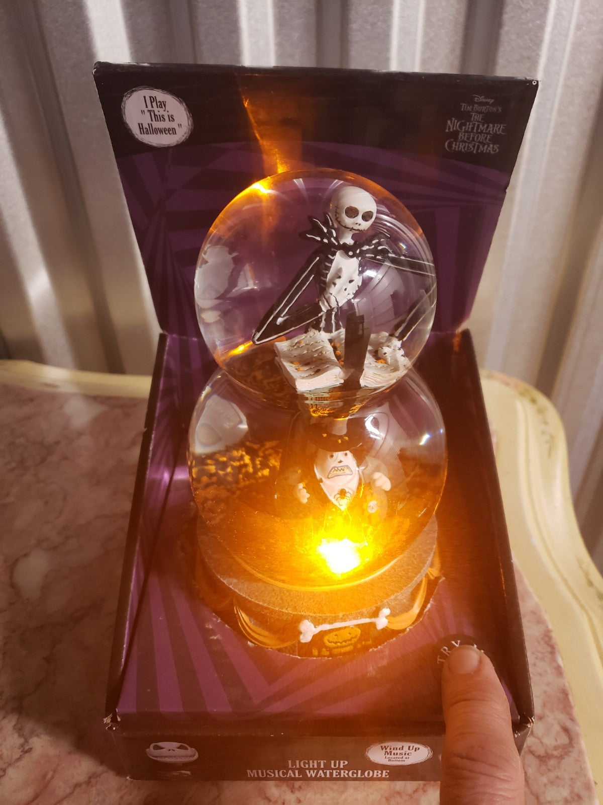 Nightmare before Christmas Light up Musical Water Globe Jack Skellington Mayor