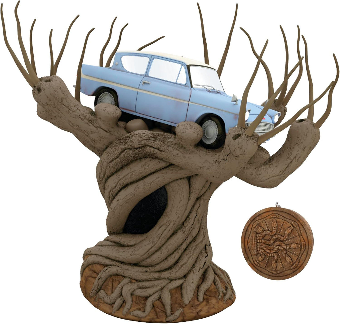 Christmas Tree Topper, Harry Potter and the Chamber of Secrets Collection Flying Ford Anglia in the Whomping Willow Tree with Light and Sound, Gifts for Harry Potter Fans