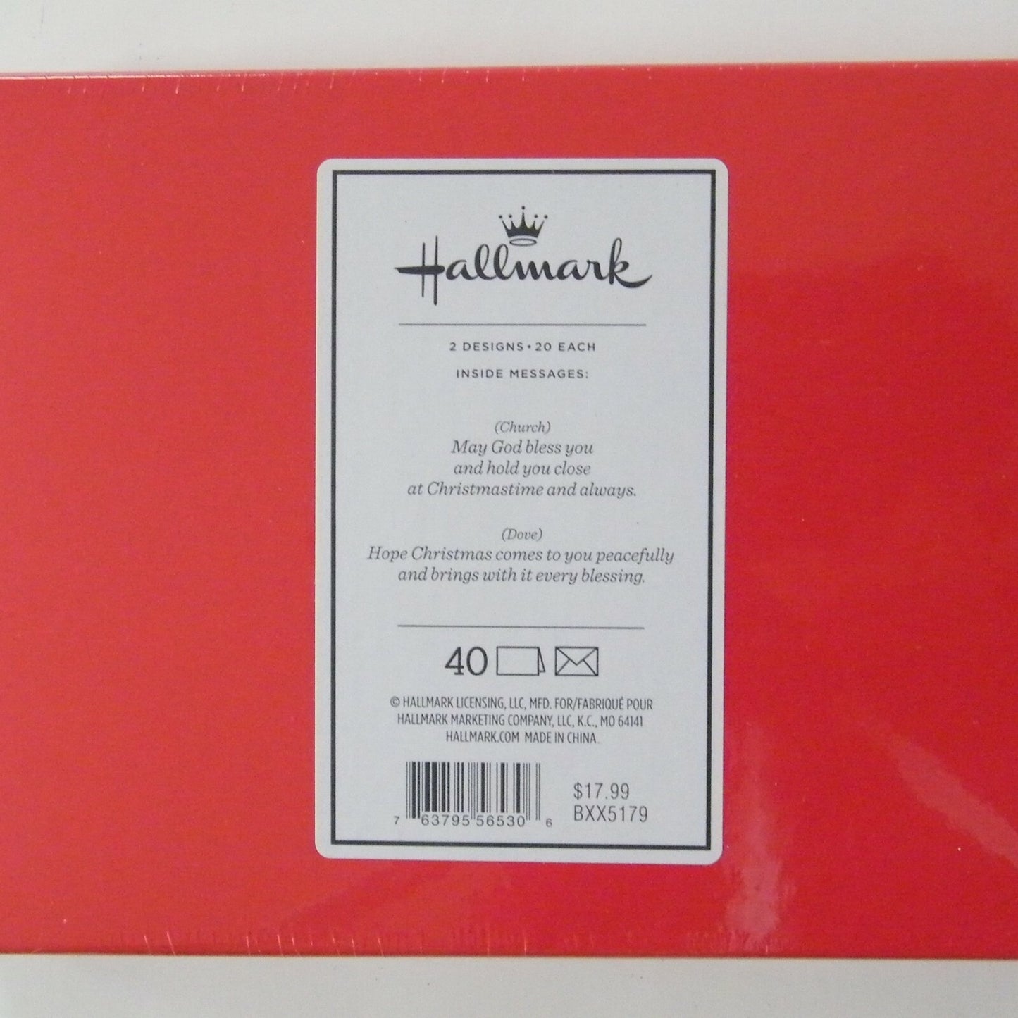 Hallmark Christmas Cards Two Die-Cut Foil Accented Church and Dove Pack of 40