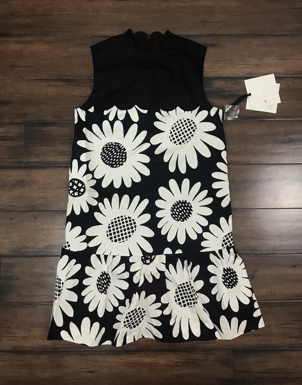 NWT - Victoria Beckham for Target Black Daisy Scallop Trim Dress - Size XS