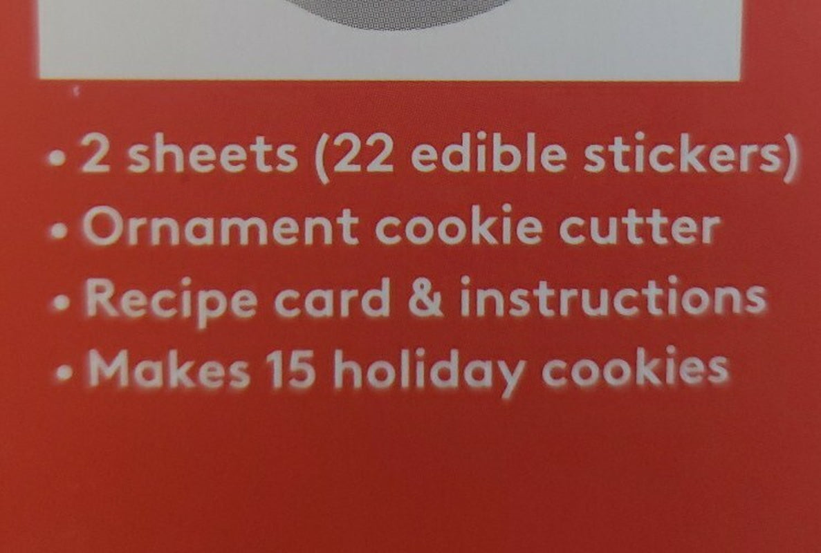 STICKIES Cookie Craft Kit HOLIDAY ORNAMENT Cookies! Edible Stickers/Cutte