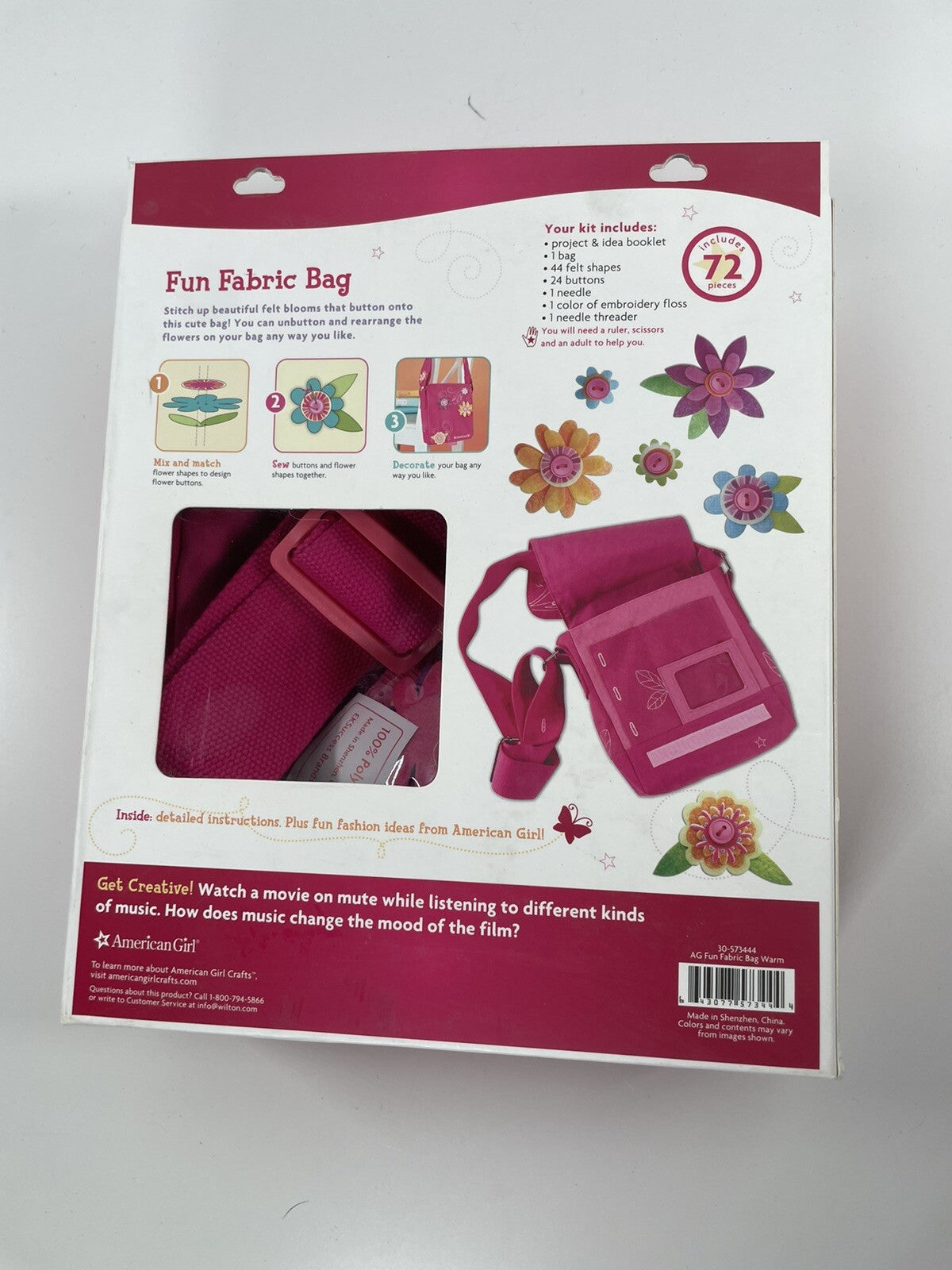 American Girl Crafts 72 Pieces Fun Fabric Bag Sewing & Craft Kit in Original Box