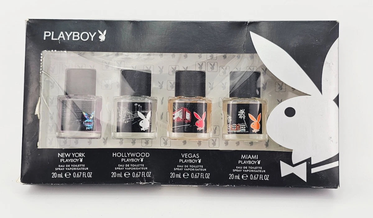 Playboy New York Hollywood Vegas Miami Eau De Toilette Spray 0.67Oz 4Pc Gift Set