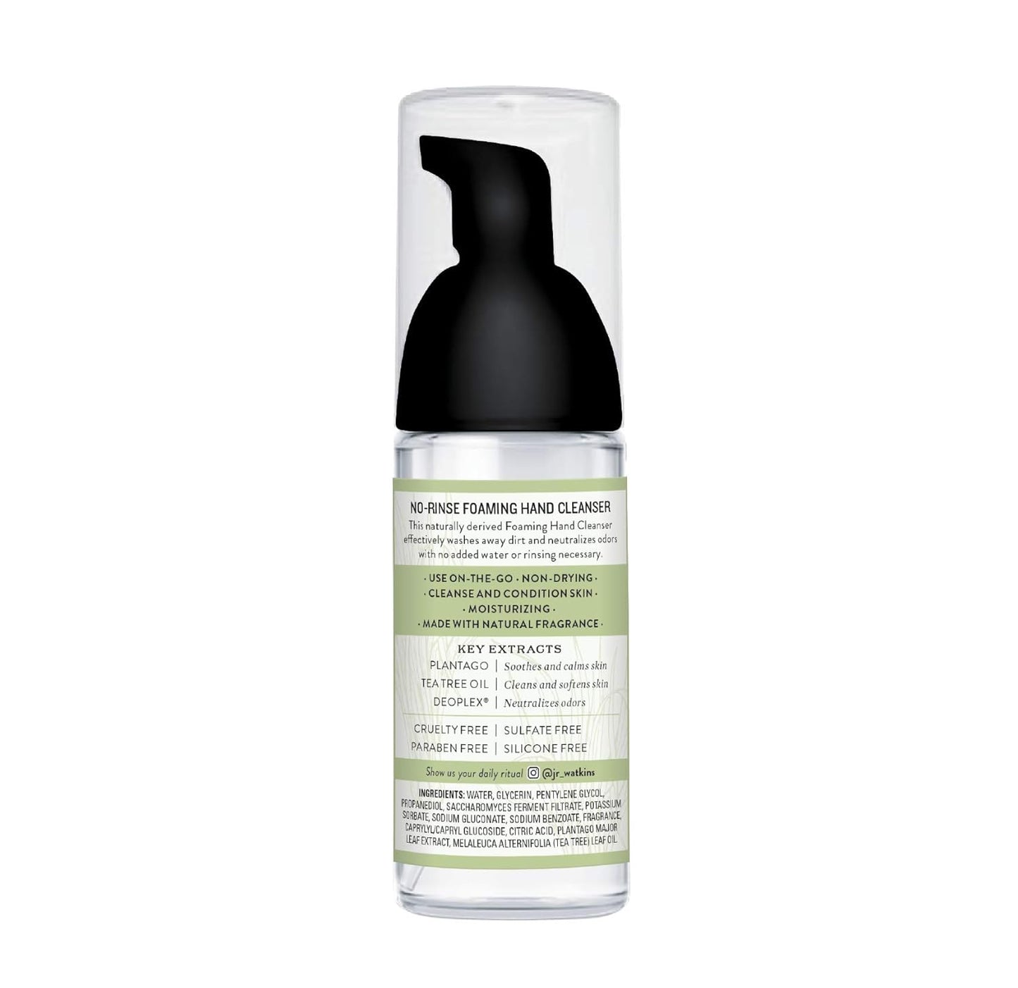 No-Rinse Foaming Hand Cleanser – Hand Soap in Pump Dispenser – Bathroom & Kitchen Foam Cleaner – All Natural, Alcohol Free, Lemongrass, 1.6 Fl. Oz., Single