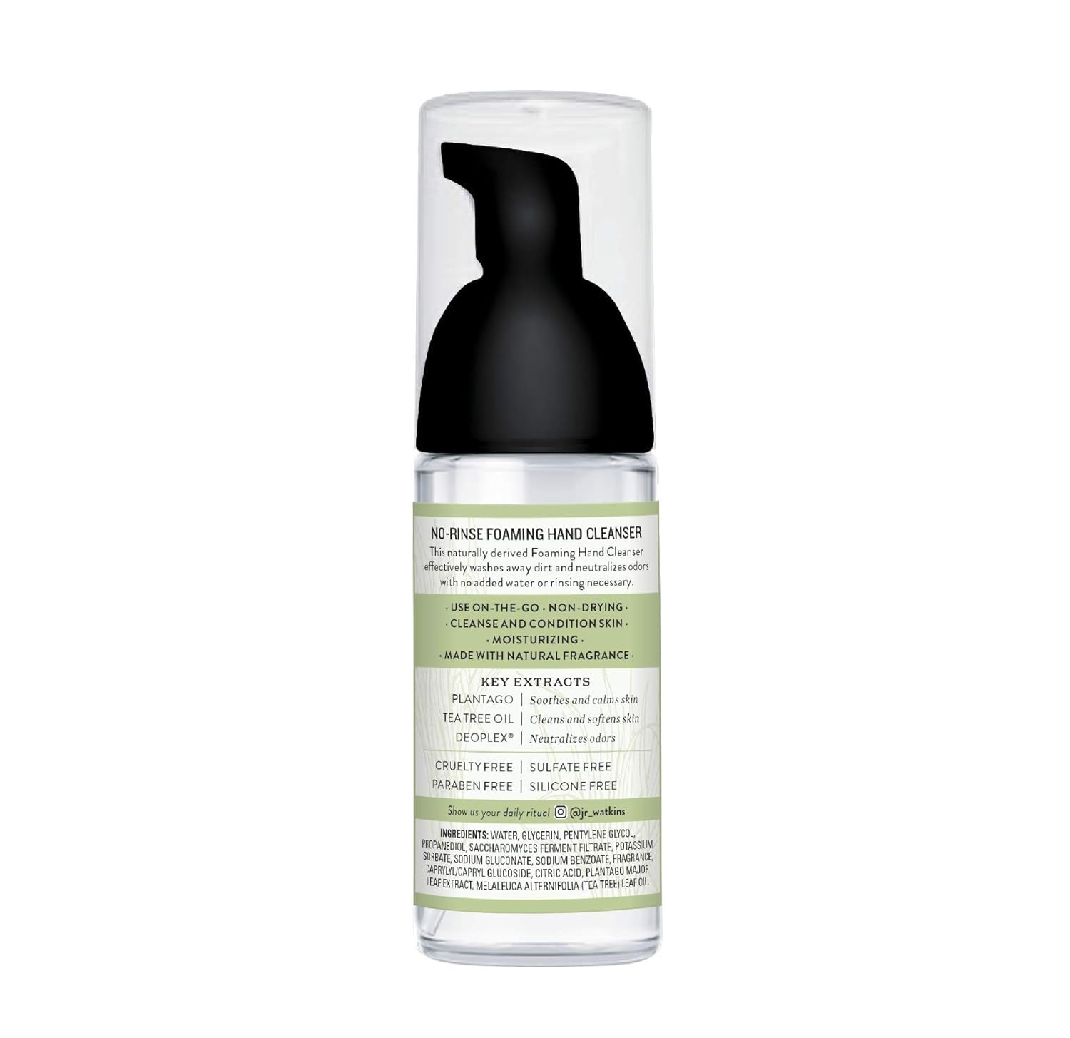 No-Rinse Foaming Hand Cleanser – Hand Soap in Pump Dispenser – Bathroom & Kitchen Foam Cleaner – All Natural, Alcohol Free, Lemongrass, 1.6 Fl. Oz., Single