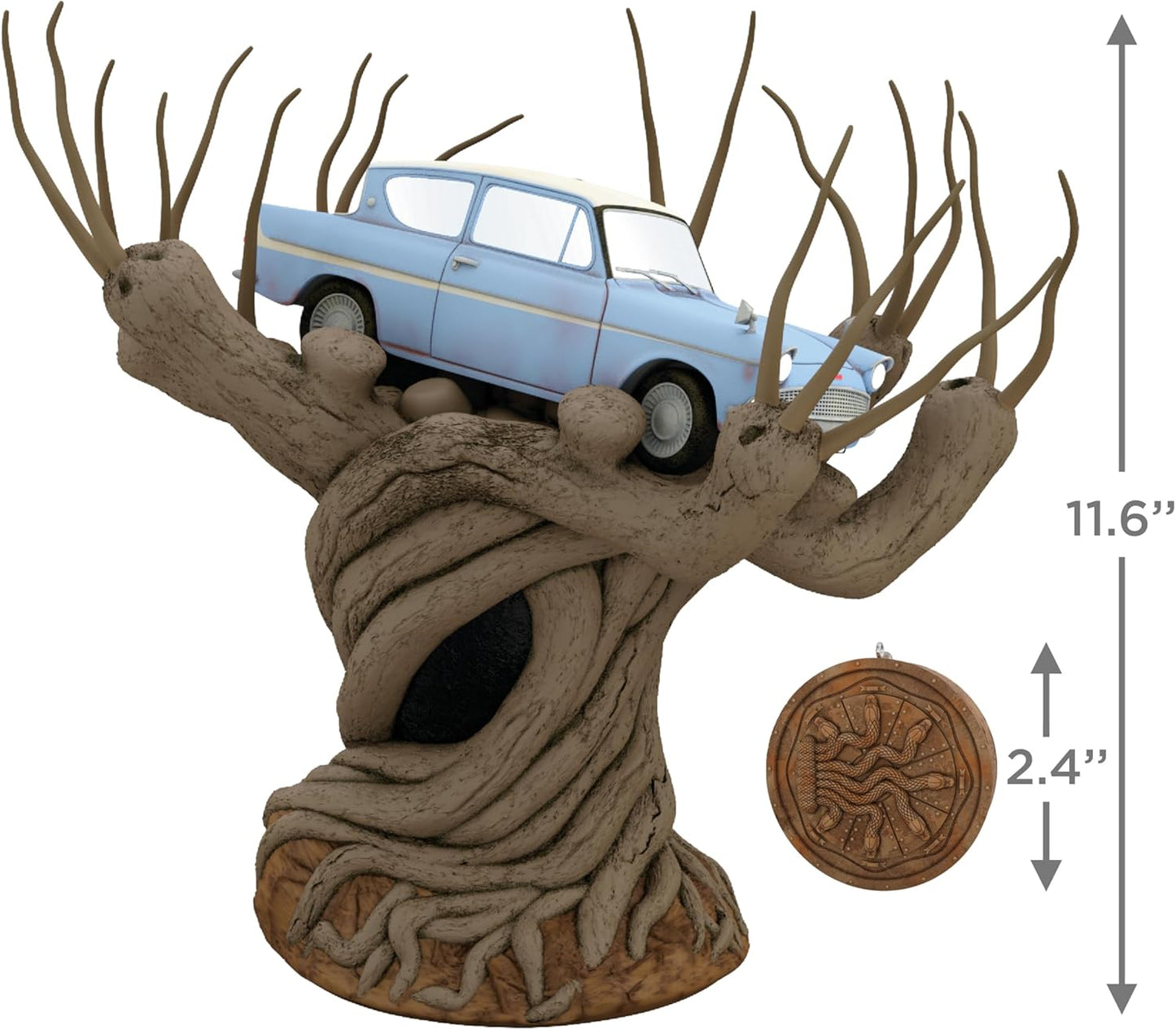 Christmas Tree Topper, Harry Potter and the Chamber of Secrets Collection Flying Ford Anglia in the Whomping Willow Tree with Light and Sound, Gifts for Harry Potter Fans