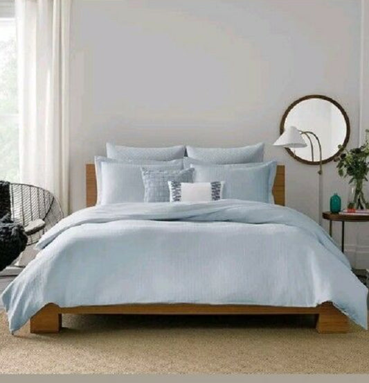 NEW Real Simple Twin Lattice Blue Luxuriously Soft Duvet Cover 100% Cotton