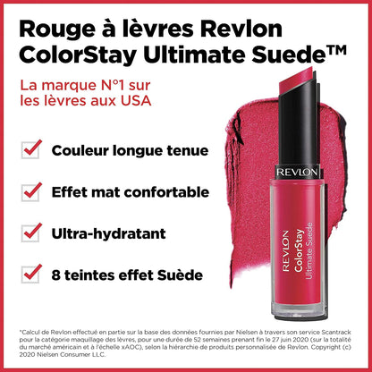 Colorstay Ultimate Suede Lipstick, Longwear Soft, Ultra-Hydrating High-Impact Lip Color, Formulated with Vitamin E, Wardrobe (047), 0.09 Oz
