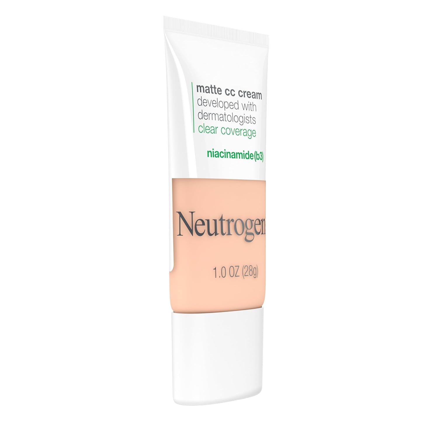 Clear Coverage Flawless Matte CC Cream, Full-Coverage Color Correcting Cream Face Makeup with Niacinamide (B3), Hypoallergenic, Oil Free & Fragrance Free, Shell, 1 Oz