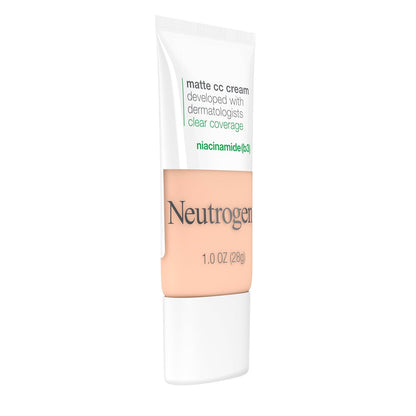 Clear Coverage Flawless Matte CC Cream, Full-Coverage Color Correcting Cream Face Makeup with Niacinamide (B3), Hypoallergenic, Oil Free & Fragrance Free, Shell, 1 Oz