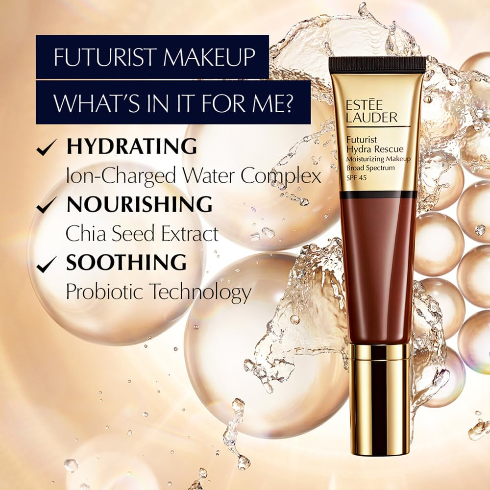 Futurist Hydra Rescue Moisturizing Foundation Makeup SPF 45 for a 12-Hour Glow, 1.2 Fl Oz