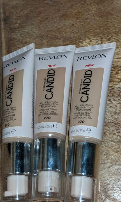 Revlon Photoready Candid Natural Finish Foundation 270 Med Beige 0.75Oz Lot of 3
