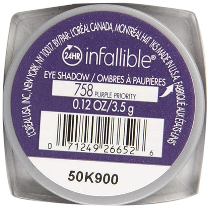 L'Oréal Paris Infallible 24HR Shadow, Purple Priority, 0.12 Oz.