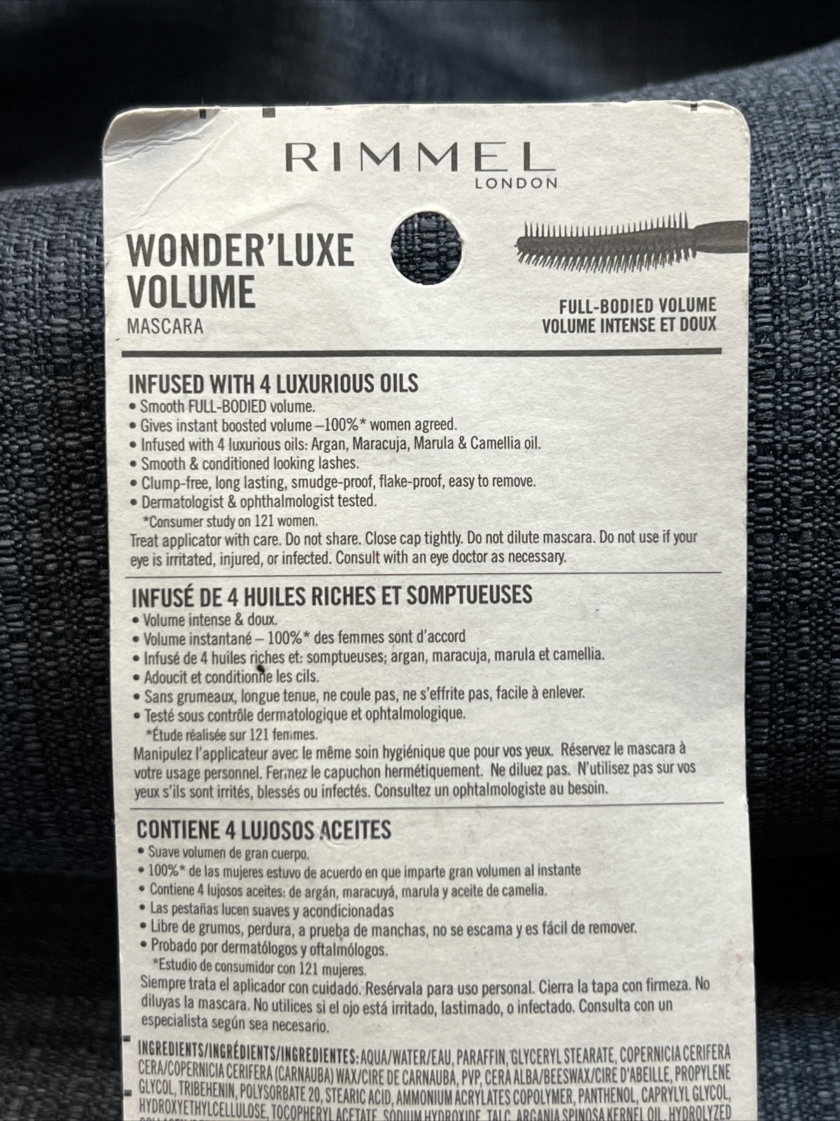 Rimmel London Wonder'Luxe Volume Mascara 001 Black .37 Fl Oz New