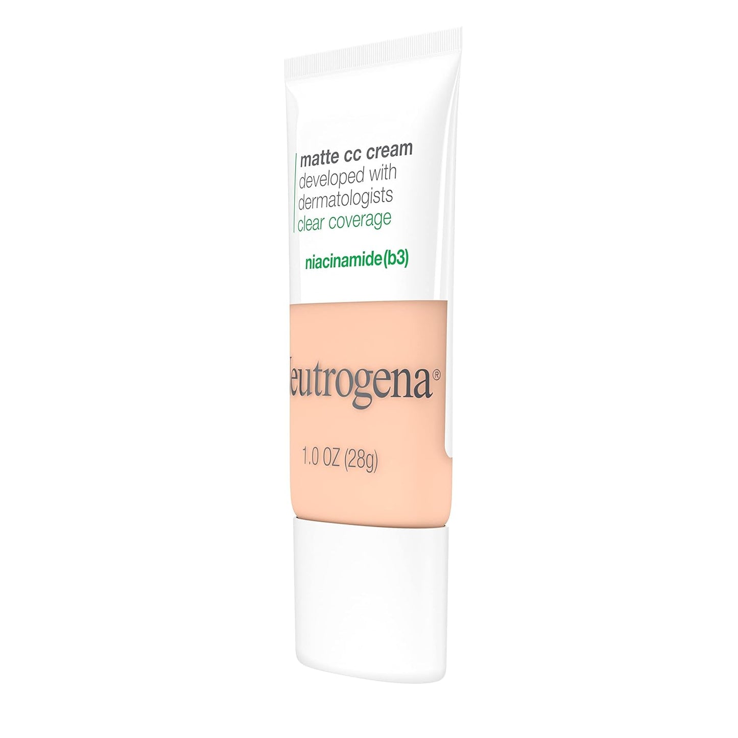 Clear Coverage Flawless Matte CC Cream, Full-Coverage Color Correcting Cream Face Makeup with Niacinamide (B3), Hypoallergenic, Oil Free & Fragrance Free, Shell, 1 Oz