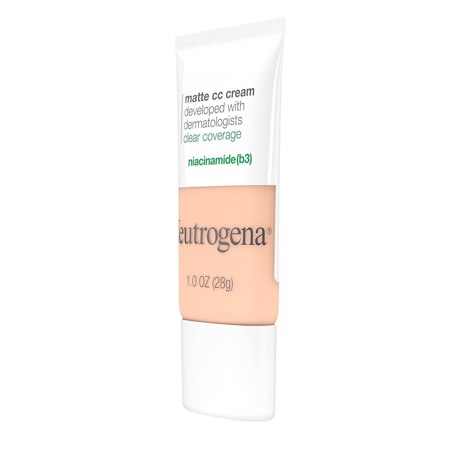 Clear Coverage Flawless Matte CC Cream, Full-Coverage Color Correcting Cream Face Makeup with Niacinamide (B3), Hypoallergenic, Oil Free & Fragrance Free, Shell, 1 Oz
