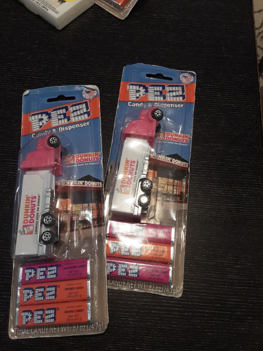 Lot 2 Sealed Limited Edition Dunkin Donuts Pez Dispenser Truck PINK CAB