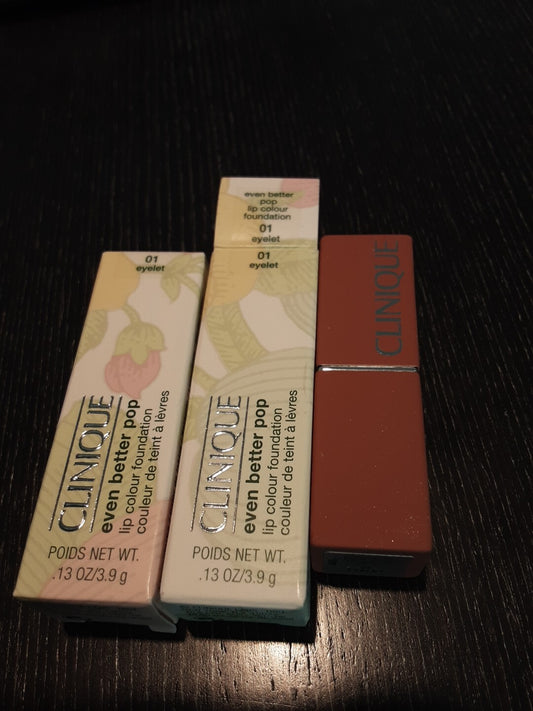 2 Pack Clinique EVEN BETTER POP Lip Color Foundation 01 Eyelet  .13oz New 
