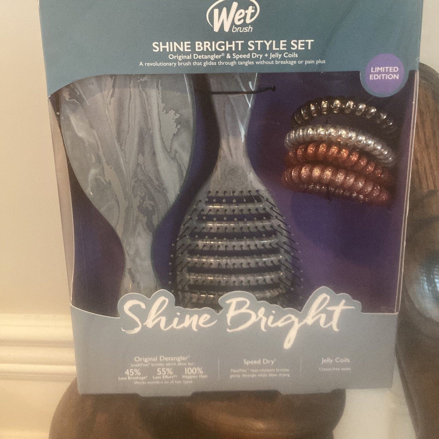 WET BRUSH Shine Bright Set w/ Original &  speed dry brush