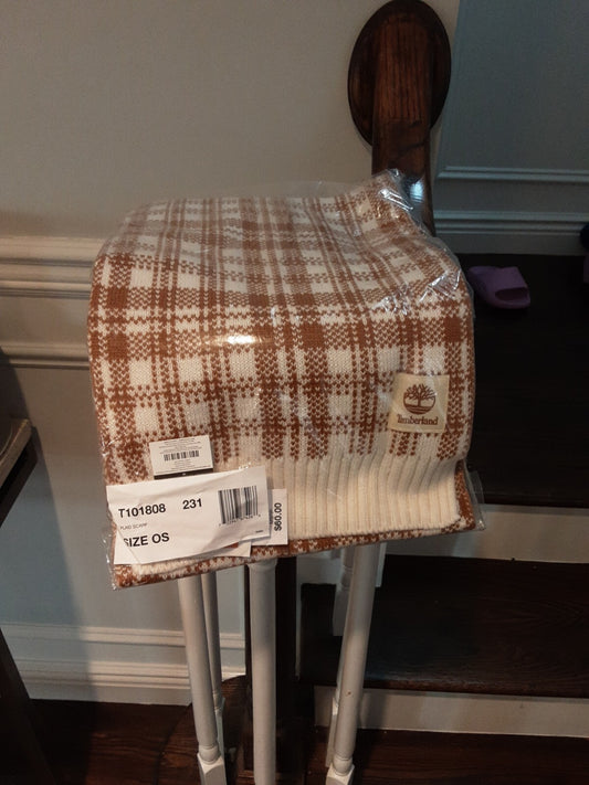 Timberland Scarf Buffalo Plaid Beige Off-White • One Size