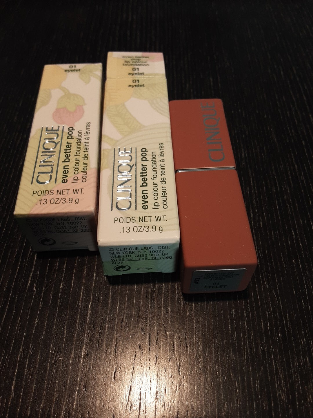 2 Pack Clinique EVEN BETTER POP Lip Color Foundation 01 Eyelet  .13oz New 