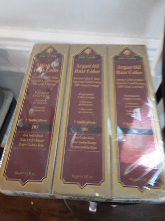 (3) ONE 'N ONLY ARGAN OIL HAIR COLOR 2RV RED VIOLET BLACK PERMANANT COLOR CREAM