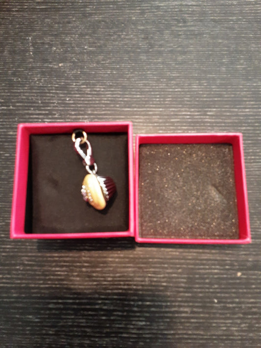 Juicy Couture Yellow Cupcake Charm With Box - Sparkly Lavender Flower - OPENS!