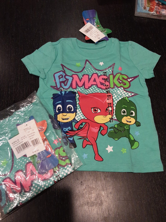 2 Pack PJ MASKS OWLETTE GECKO CATBOY Short Sleeve T-Shirt Size 2T