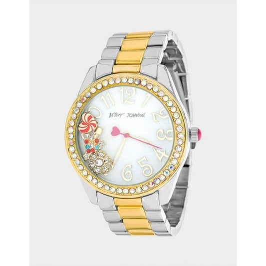 Betsey Johnson silver link christmas Floating Charms  Dress Watch