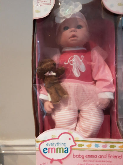 Everything Emma Baby Emma AND Friend w/ Tutu Dress & Beige Bear NEW