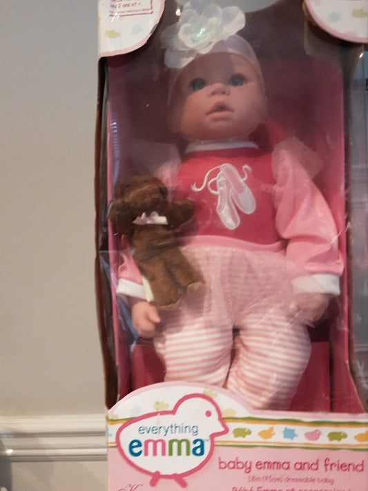 Everything Emma Baby Emma AND Friend w/ Tutu Dress & Beige Bear NEW