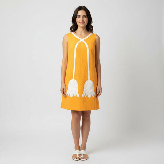 Victoria Beckham Orange and White Midi Dress