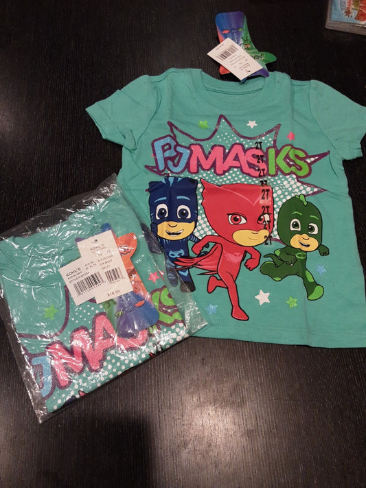 2 Pack PJ MASKS OWLETTE GECKO CATBOY Short Sleeve T-Shirt Size 2T