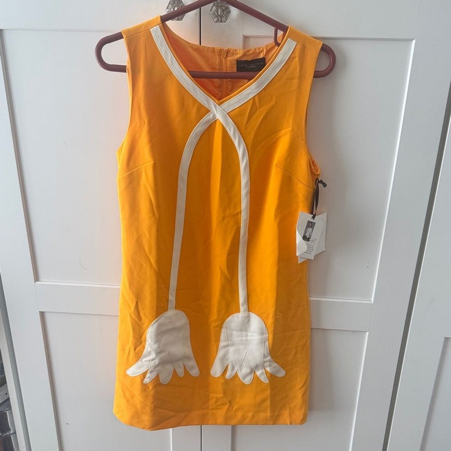 Victoria Beckham Orange and White Midi Dress