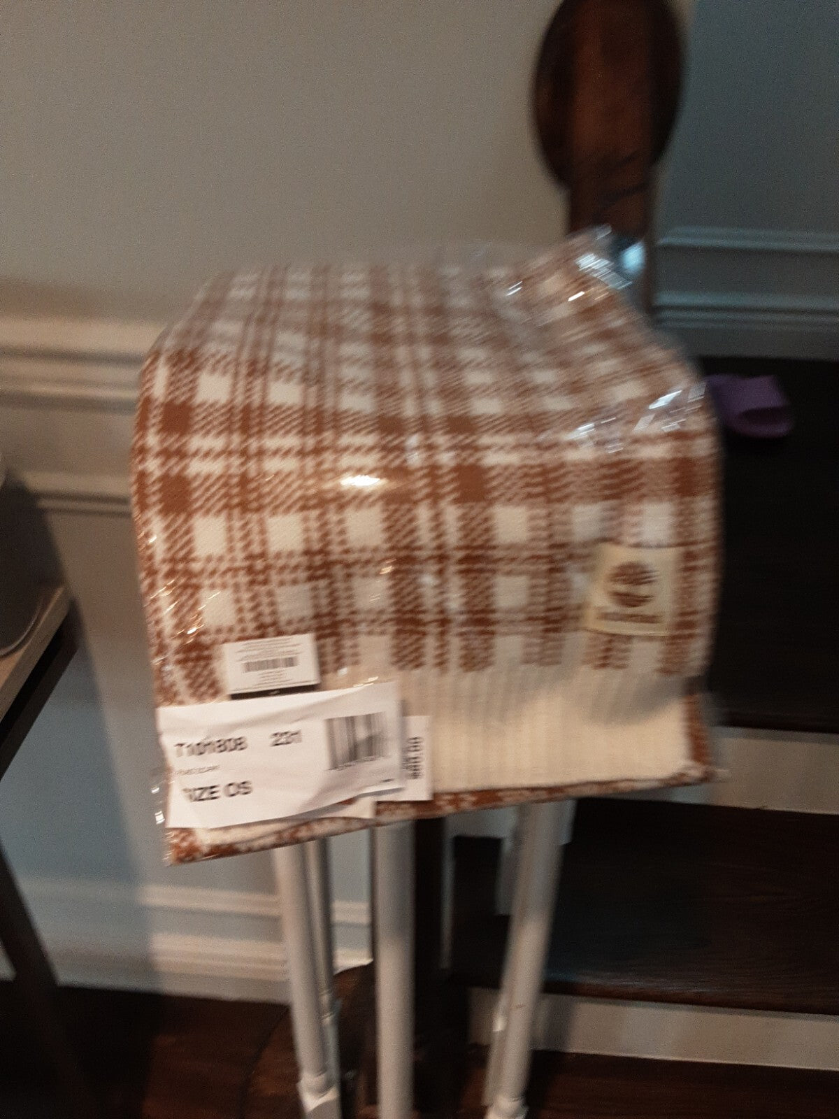 Timberland Scarf Buffalo Plaid Beige Off-White • One Size