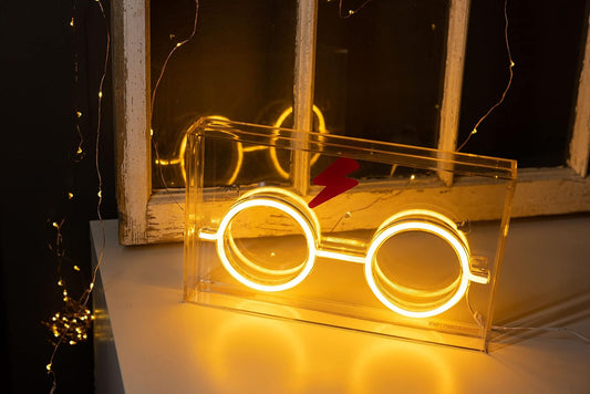 Harry Potter Lightning Bolt Scar and Glasses USB Powered Neon Light Box, 12 X 7 Inches