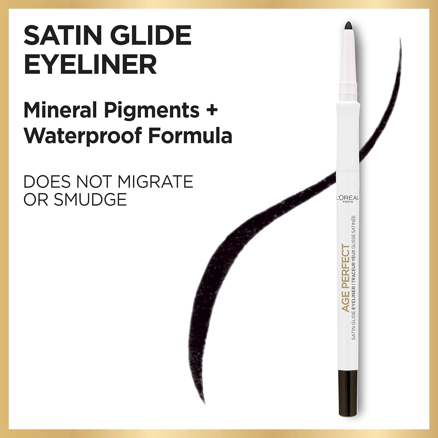 L’Oréal Paris Age Perfect Satin Glide Eyeliner with Mineral Pigments, Black