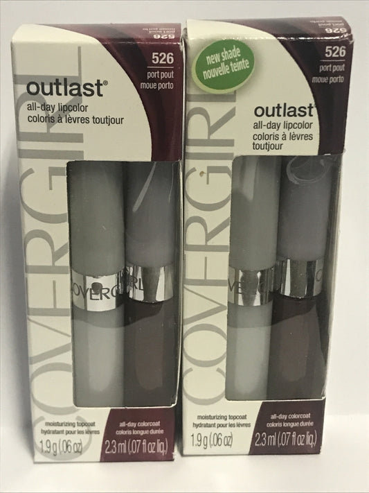 Covergirl Outlast All-Day Lipcolor & Topcoat 526 Port Pout (Pack of 2)