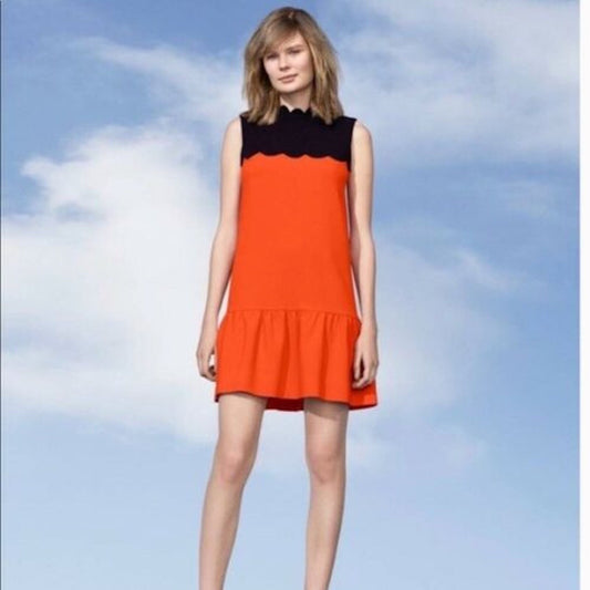 VICTORIA BECKHAM Target NWOT Womens Size XS Red Black Scallop Sleeveless Dress
