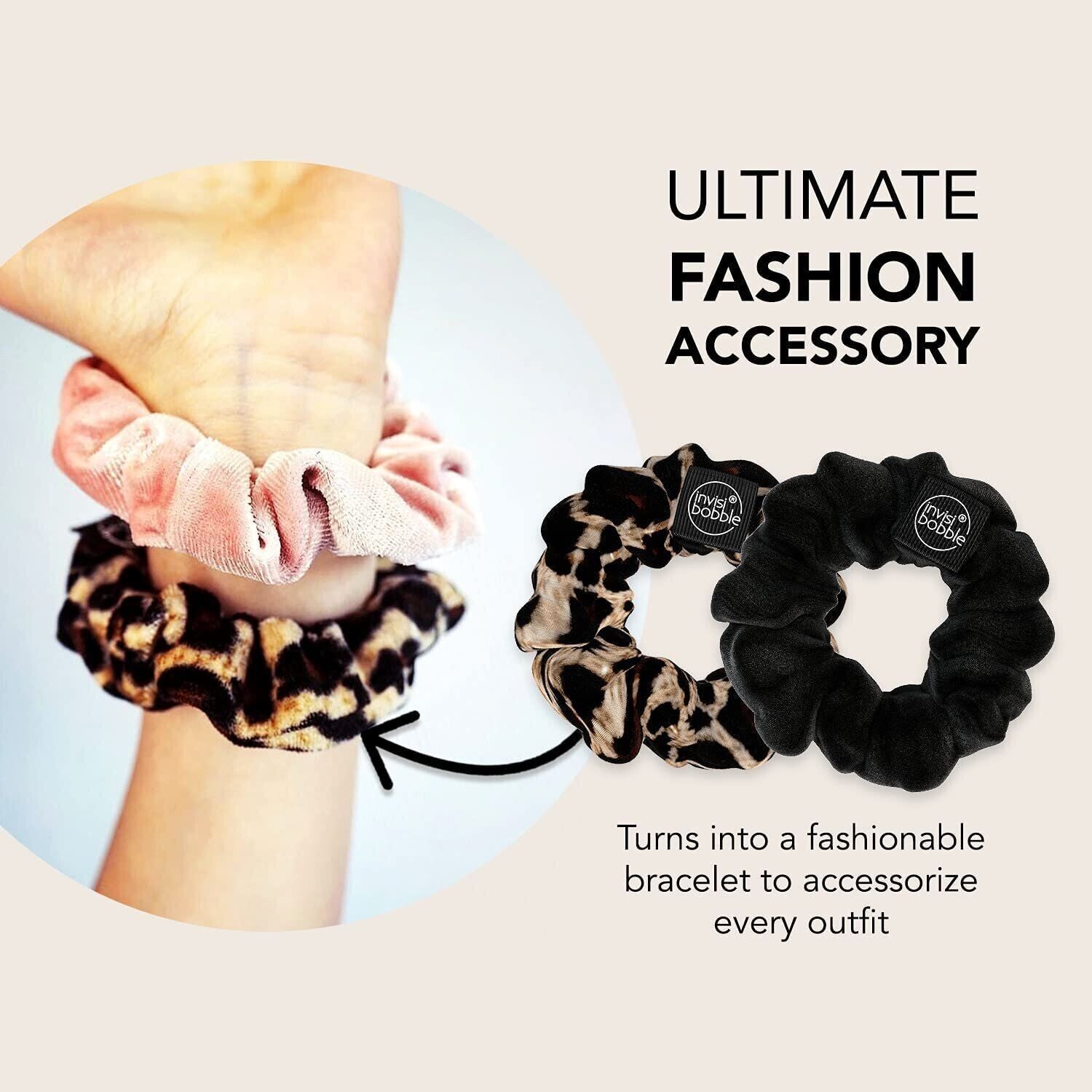 Lot of 2 Invisibobble Sprunchie Spiral Hair Ring - True Black & Purrfection 4Ct