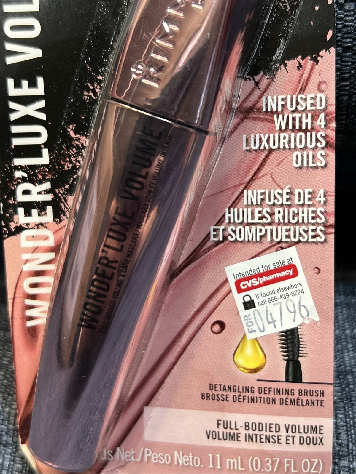 Rimmel London Wonder'Luxe Volume Mascara 001 Black .37 Fl Oz New