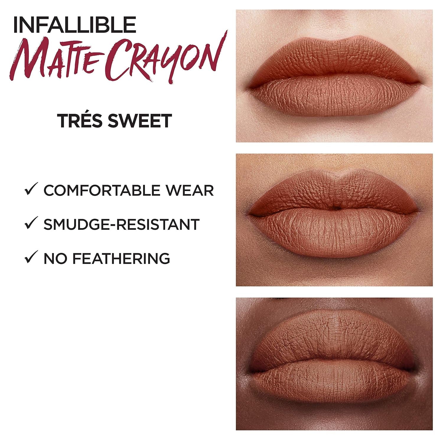 Infallible Matte Lip Crayon, Tres Sweet (Packaging May Vary)