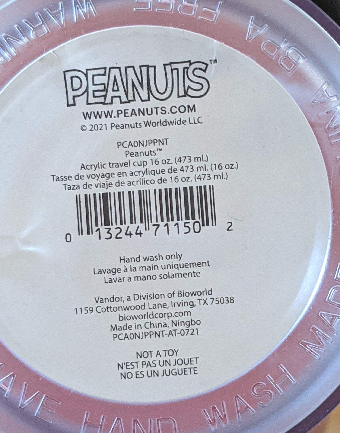 PEANUTS Happy Holiday Travel Cup 16 Oz