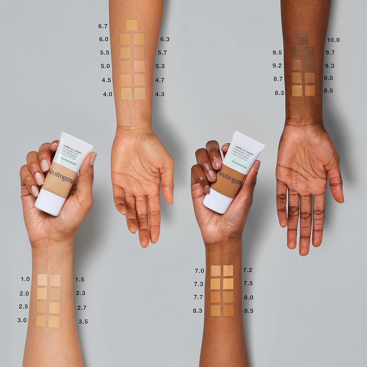 Clear Coverage Flawless Matte CC Cream, Full-Coverage Color Correcting Cream Face Makeup with Niacinamide (B3), Hypoallergenic, Oil Free & Fragrance Free, Shell, 1 Oz
