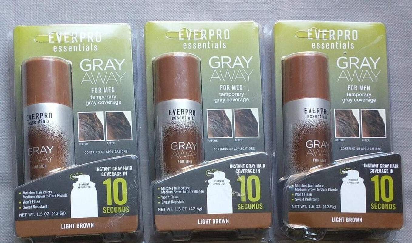 Pack of 3 Everpro Gray Away for Men 1.5 Oz New in Pack Light Brown NIP