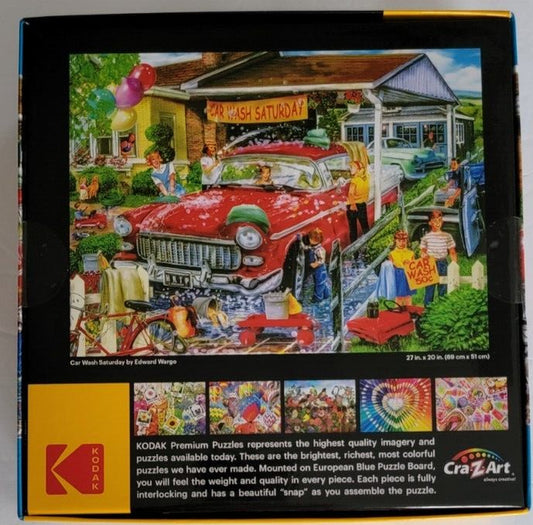 1000 Piece Puzzle Kodak Premium Jigsaw Car Wash Bonus Poster Colorful New