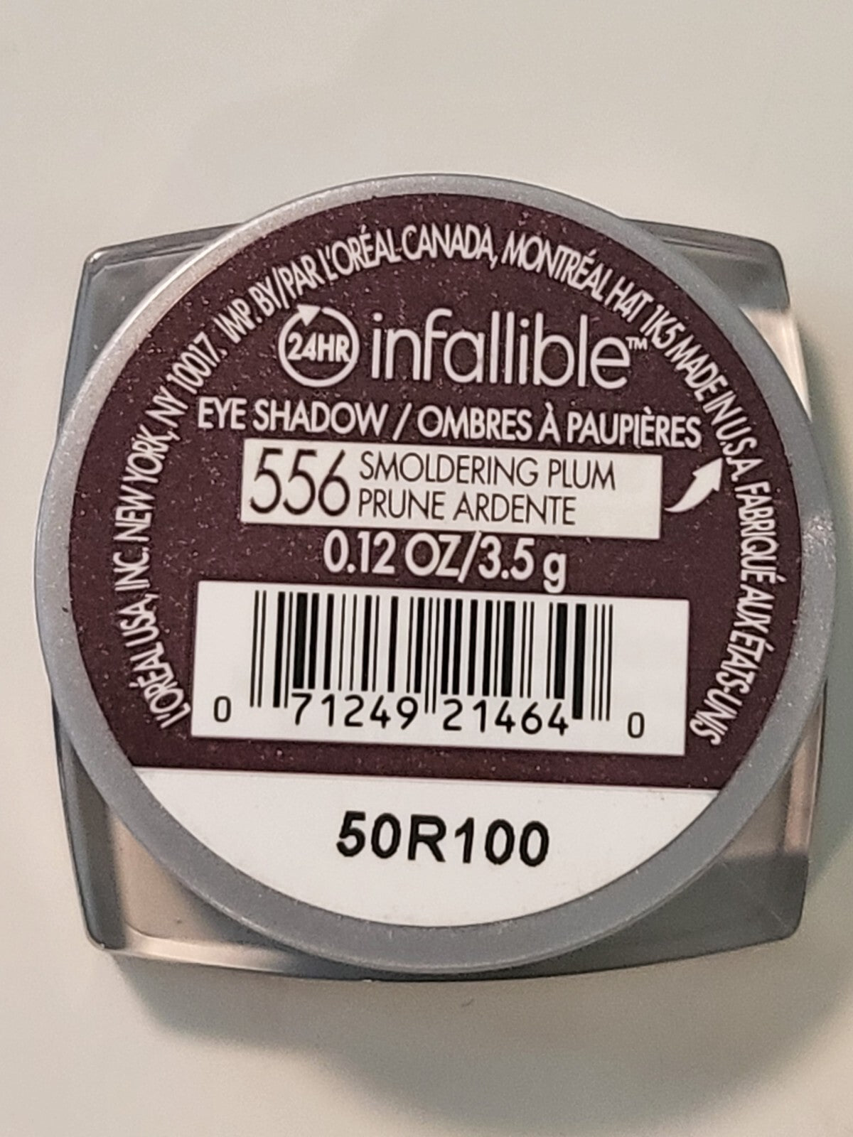 L'Oreal Paris Infallible 556 Smoldering Plum 24 Hour Eyeshadow Waterproof